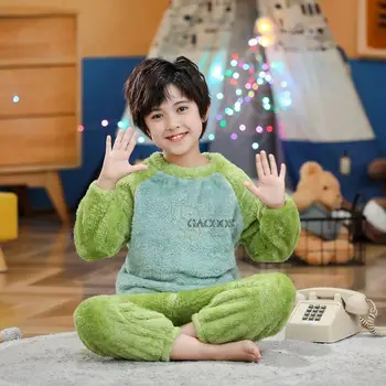 Kış Bebek Erkek Kız Pijama Çocuk Pazen Sıcak Pijama Çocuklar Karikatür Pijama Genç Kız Giysileri Setleri 4-16 yıl