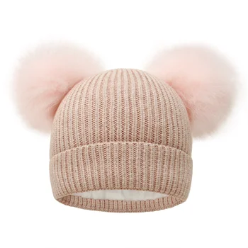 Kış Ebeveyn-çocuk Şapka Düz Renk Artı Polar Anne ve Bebek Sıcak Kapaklar Örgü bere şapka Yetişkinler Çocuklar Kapaklar Çocuklar Aksesuarları