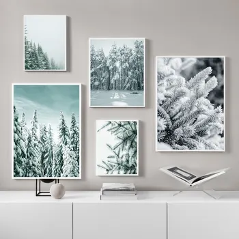 Kış Kar Orman Resimleri Duvar Manzara Tuval Boyama İskandinav Posterler Ve Baskılar Duvar Resmi Estetik Odası Dekor