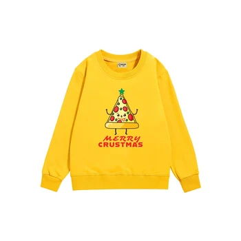 Kış / Sonbahar Sıcak Kırmızı Noel Giysileri Küçük Kızlar için Noel Karikatür baskılı kapüşonlu svetşört Çocuk Giysileri Çocuklar için Kawaii Tişörtü