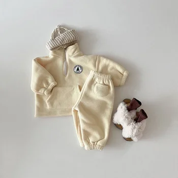 Kış Sıcak Bebek Erkek giyim setleri Çocuk Kalınlaşmak Kazak Çocuk Giysileri Kız Uzun Kollu Kazak Tops + Pantolon Takım Elbise 2 adet