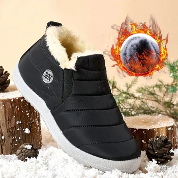 Kış sıcak Kadın Kar Botları Kalın Kürk bileğe kadar bot Kaymaz Çift Rahat pamuklu ayakkabılar Düz Renk Loafer'lar Üzerinde Kayma Botas De Mujer