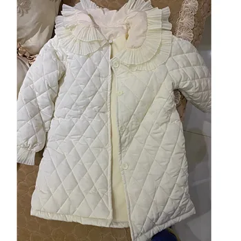 Kış Çocuklar Beyaz Dantel Yaka Parka Ceket Çocuk Giyim Kız Ceket Elbise Ceket Snowsuit Giyim Palto