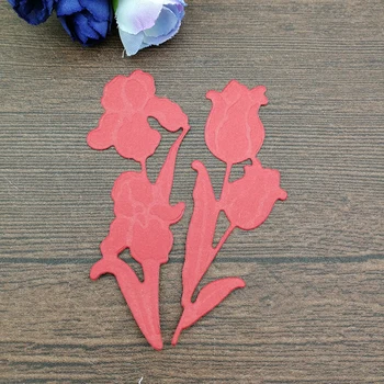 Lale çiçek Metal Kesme Ölür Şablonlar için DIY Scrapbooking / fotoğraf albümü Dekoratif Kabartma kendi başına yap kağıdı Kartları