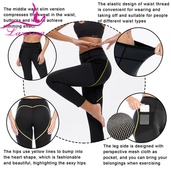 LAZAWG Yoga Korse Pantolon Kontrast Renk Neopren Ter Kadın Vücut Şekillendirici Bel Eğitmen Zayıflama Yağ Yakma Düzeltici Bacak Şekillendirici Pantolon