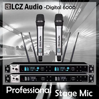 LCZ Ses Dijital 6000 SKM6000 Profesyonel Kablosuz UHF el mikrofonu Gerçek Çeşitlilik 200 M 640-690 MHz Sahne Performansı