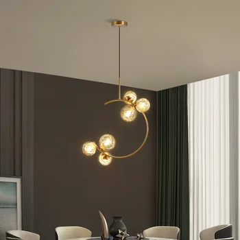 LED avize yaratıcı yatak odası başucu asılı ışık cam küre Modern iskandinav Restoran Bar kahve basit altın kolye lamba