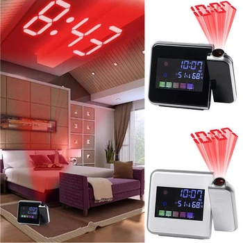 LED Dijital Projektör Çalar Saat İzle Masa Elektronik Masaüstü Saatler Pil / USB Uyandırma Saat Erteleme Araçları