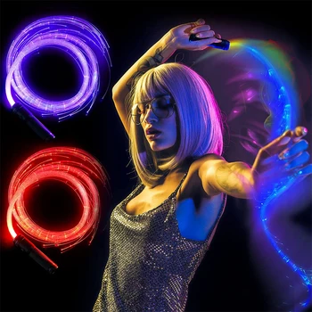 LED Fiber optik dans kırbaç 10 modları 36 ışık efektleri Süper parlak Light Up Rave oyuncak döner flaş kırbaç parti dans gösterileri