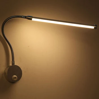 LED okuma duvar lambaları topuz anahtarı 90-260V 5W Modern yatak odası başucu lambası gümüş ışık gövdesi 360 derece açı ayarlanabilir