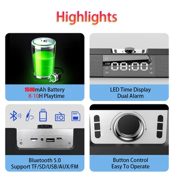 LED TV Soundbar bluetooth hoparlör Taşınabilir kablosuz bilgisayar Hoparlörleri USB Saat BoomBox Bas Ses Çubuğu AUX HİFİ TF USB FM Radyo