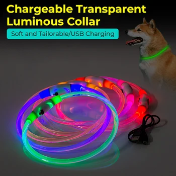 LED USB köpek tasması Pet Köpek Gece Aydınlık Şarj Yaka Led Gece Güvenlik Yanıp Sönen Glow Köpek Kaybı Önleme Yaka Pet Aksesuar