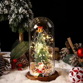LED ışıklı yılbaşı ağacı cam kapak Santa geyik yaratıcı sevimli ışık noel süsler dekorasyon ışık noel doğum günü hediyesi