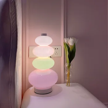 LED şeker dize gökkuşağı zemin lambası yaratıcı renkli cam masa lambası romantik yatak odası ambiyans ışık oturma odası kanepe Luminaria