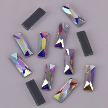 Leed Ücretsiz AAA 3x7mm Kozmik Baget Kristal AB Düzeltme Kristaller / Düz Geri Demir On Rhinestones