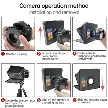 Lensgo Teleprompter Taşınabilir Katlanabilir T7 Teleprompter Kamera Video Kayıt Canlı Akış Röportaj Uzaktan Kumanda ile