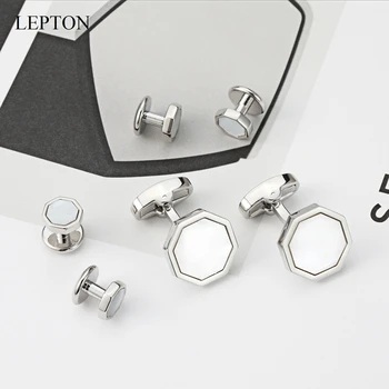 Lepton İnci Kol Düğmeleri smokin çıtçıt Setleri Moda Kabuk Kol Düğmesi Yaka Çıtçıt kol düğmeleri Erkekler Takı Damla Nakliye