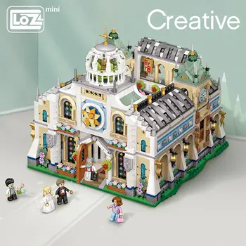 LOZ yeni ürün düğün kilise salonu küçük parçacıklar monte yapı taşları katlanır yapı oyuncak modeli üç boyutlu