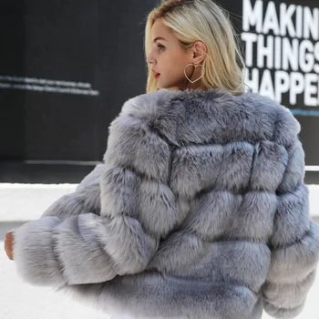 Lucyever Faux Fox Kürk Ceket Kadınlar 2022 Yeni Kış Moda Kalın Sıcak Kürk Palto Kabanlar Lüks Uzun Kollu Peluş Ceket Kadın