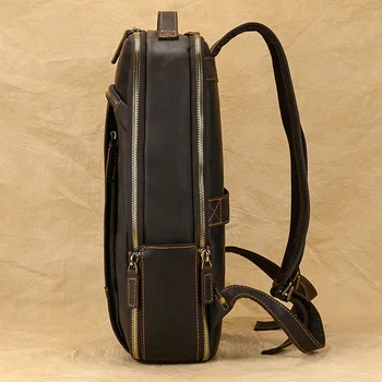Luufan erkek Çılgın At Deri Sırt Çantası 15.6 inç dizüstü Retro Sırt Çantası Büyük Kapasiteli seyahat sırt çantası Büyük Erkek Bilgisayar Çantası