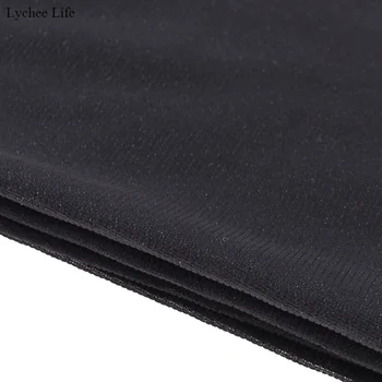 Lychee Ömrü 100x112cm Siyah Beyaz Streç Kumaş Örme Demir On Arayüz Konfeksiyon İçin Dıy Dikiş El Sanatları