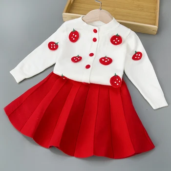 LZH Toddler Bebek Kız Giysileri 2022 Sonbahar Kış Çocuk Örme Kazak Etek Takım Elbise 2 Adet Çocuklar Noel Giyim Kızlar İçin Seti