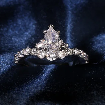 Lüks Bayanlar Ayarlanabilir Yüzük 925 Ayar Gümüş moda takı Gelin düğün takısı Kübik Zirkonya Taç Nişan Yüzüğü