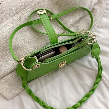 Lüks Marka Kadın Çanta Turuncu Yeşil Crossbody Çanta 2022 Moda Timsah Deri omuz çantaları bayan postacı çantası Tote