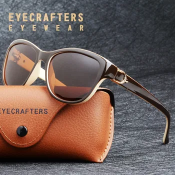 Lüks Marka Tasarımcısı Kahverengi Kedi Gözü Polarize Güneş Gözlüğü Bayan Bayan Zarif güneş gözlüğü Kadın Sürüş Gözlük Oculos De Sol