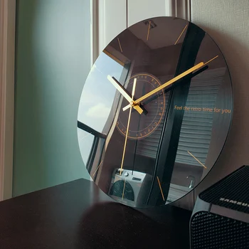 Lüks Sessiz Cam duvar saati İskandinav Tasarım Oturma Odası duvar saati Modern Yaratıcı Reloj De Pared Duvar Saati Ev Dekor