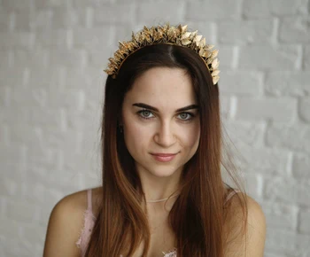 Lüks Yunan Gelin Kafa Bandı Altın Renk Metal Yaprak Headress saç bandı Tiara Taç Düğün Aksesuarları Kafa Takı Hediye Kadınlar İçin
