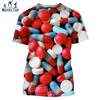 Mamba Üst Hap Tshirt Erkekler Renkli Batı Tıbbı 3D Baskı Antibiyotik Kapsül T Shirt Kadın Soğuk Tedavi Hip Hop Streetwear