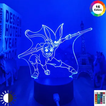 Manga led ışık Avatar Son Hava Bükücü Aang yatak odası dekoru Gece Lambası Hediye Akrilik Anime 3d Lamba Avatar Odası Dekor