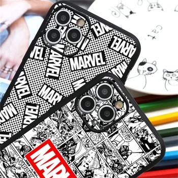 Marvel Karikatür Çizgi Roman Logo Telefon Kılıfı için iPhone 11 12 13 14 Pro Mini X XR XS Max 6 7 8 14 Artı SE 2020 Silikon arka kapak Funda