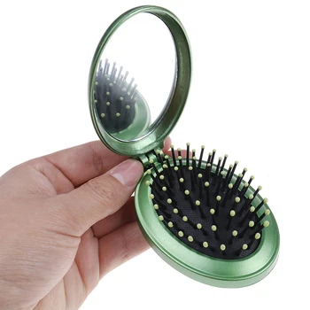 Masaj Katlanır Ayna Tarak ile Taşınabilir Cep Küçük Seyahat Kız Şekillendirici Araçları Mini Cep Aynası Saç aynalı fırça