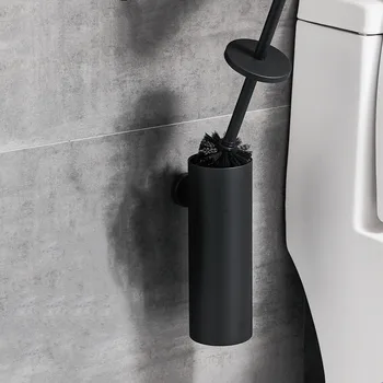 Mat Siyah Tuvalet fırçası tutucuları Paslanmaz Çelik Temizleme Aracı Dayanıklı Dikey Banyo Aksesuarları Duvara Monte