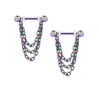 Meme ucu halkaları Düz Barbells Cerrahi Çelik Nipplerings 14mm 14g Renkli Dangle Meme Piercing Takı Kadınlar için