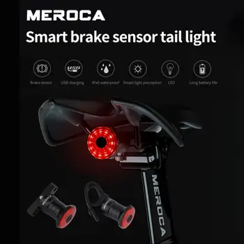 MEROCA Bisiklet akıllı sensör fren park lambaları MTB Arka Lambası USB şarj edilebilir arka bisiklet bisiklet ışık döngüsü bisiklet aksesuarları