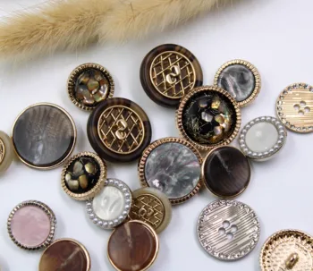 Metal ve Boncuk Düğmesi Elbise Kazak Ceket Dekorasyon Takım Elbise Düz Kaliteli Düğme Aksesuarları DIY Giyim 2 adet / grup X-00