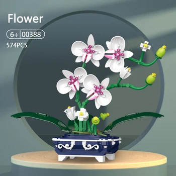 Mini Bonsai Orkide Yapı Taşları Yaratıcı Ev Dekorasyon Bitki Saksı Buket Monte Çiçek Blok çocuk Oyuncak Kız Hediye