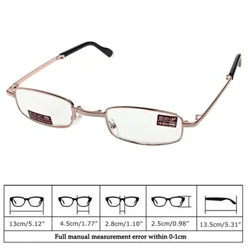 Mini Katlanabilir okuma gözlüğü Metal Tam Çerçeve Kılıf Gözlük + 1.00 ila +4.00 1 takım