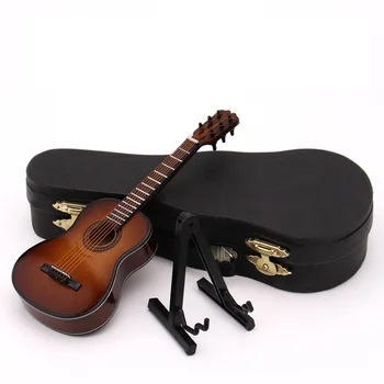 Mini Klasik Gitar modeli Minyatür Gitar Modeli Çoğaltma Standı ve Kılıf ile Mini Enstrüman Aksesuarları