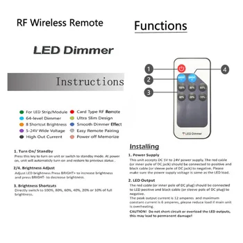 Mini RF Tek Renk Denetleyici 9 tuşları uzaktan RF kablosuz LED Dimmer RF Uzaktan Dimmer DC5-24V 5050 3528 tek renkli şerit