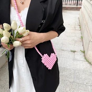 Mini Ruj Çanta İnci kadın Çantası Crossbody Renkli Aşk Şekli İş Boncuk Kadın İlkbahar Ve Yaz Tüm Maç Moda Sh