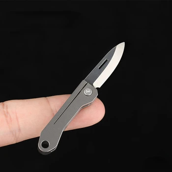 Mini Titanyum Alaşım Katlanır Bıçak Bıçak Yüksek Kaliteli Titanyum Alaşım Kolu Taşınabilir Cep Katlanır Bıçak Mektup Açacağı