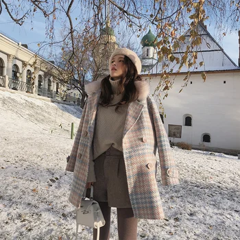 Mishow 2020 Kadın Ceket Giyim Kış Giyim Moda Sıcak Yün Karışımları Kadın Zarif Kruvaze Yün Ceket MX18D9679