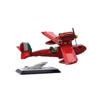 Miyazakied Porco Rosso Kırmızı Domuz Deniz Uçağı Savoia S‧21 Flogore Yapı Blok Seti Macchi M. 33 Uçak Fighter Tuğla Modeli Oyuncak