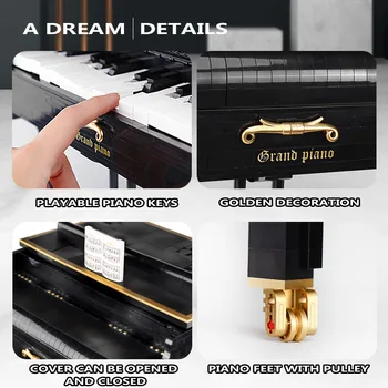MOC-13192 Piyano Tuğla Yaratıcı Fikirler Oyuncaklar App Kontrolü Oynanabilir Grand Piyano Seti Çocuk Oyuncakları Yapı Taşları Hediye