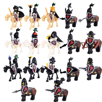 MOC Ortaçağ İskelet Centaurlar Şövalyeleri mini Aksiyon Figürleri Yapı Taşları Roma At Asker Tuğla Oyuncak Çocuklar için NOEL Hediyesi