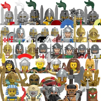 MOC Ortaçağ Kale Şövalyeleri Roma Askerler Yapı Taşları Askeri Antik Mısır Mumya Figürleri Savaşçı Koruma Silah Tuğla Oyuncaklar